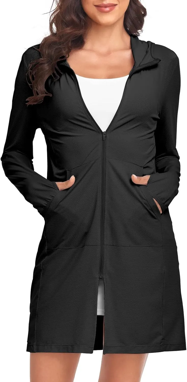 DAYOUNG Womens UPF 50  UV Sun Protection Running Hiking Outdoors Performance Long Sleeve Hoody T-Shirt