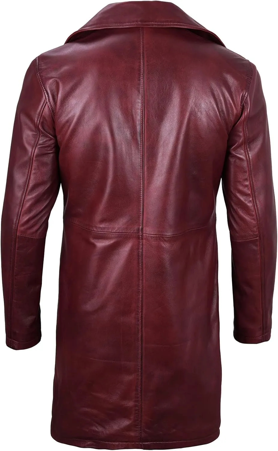 Decrum Leather Coat Men - Car Coat Style Fashion Long Leather Jacket Men