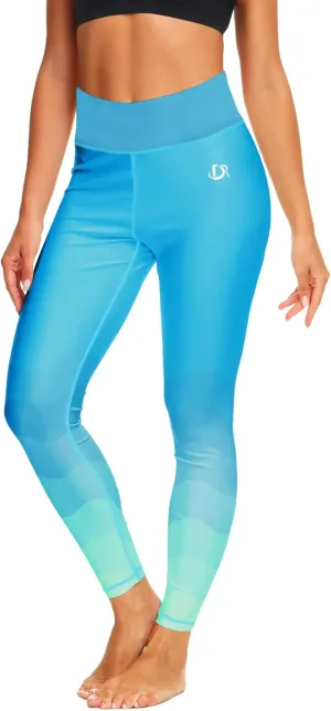 Deerose Print Swim Pants for Women Sun Protection High Waisted Swimming Leggings Rash Guard Pants