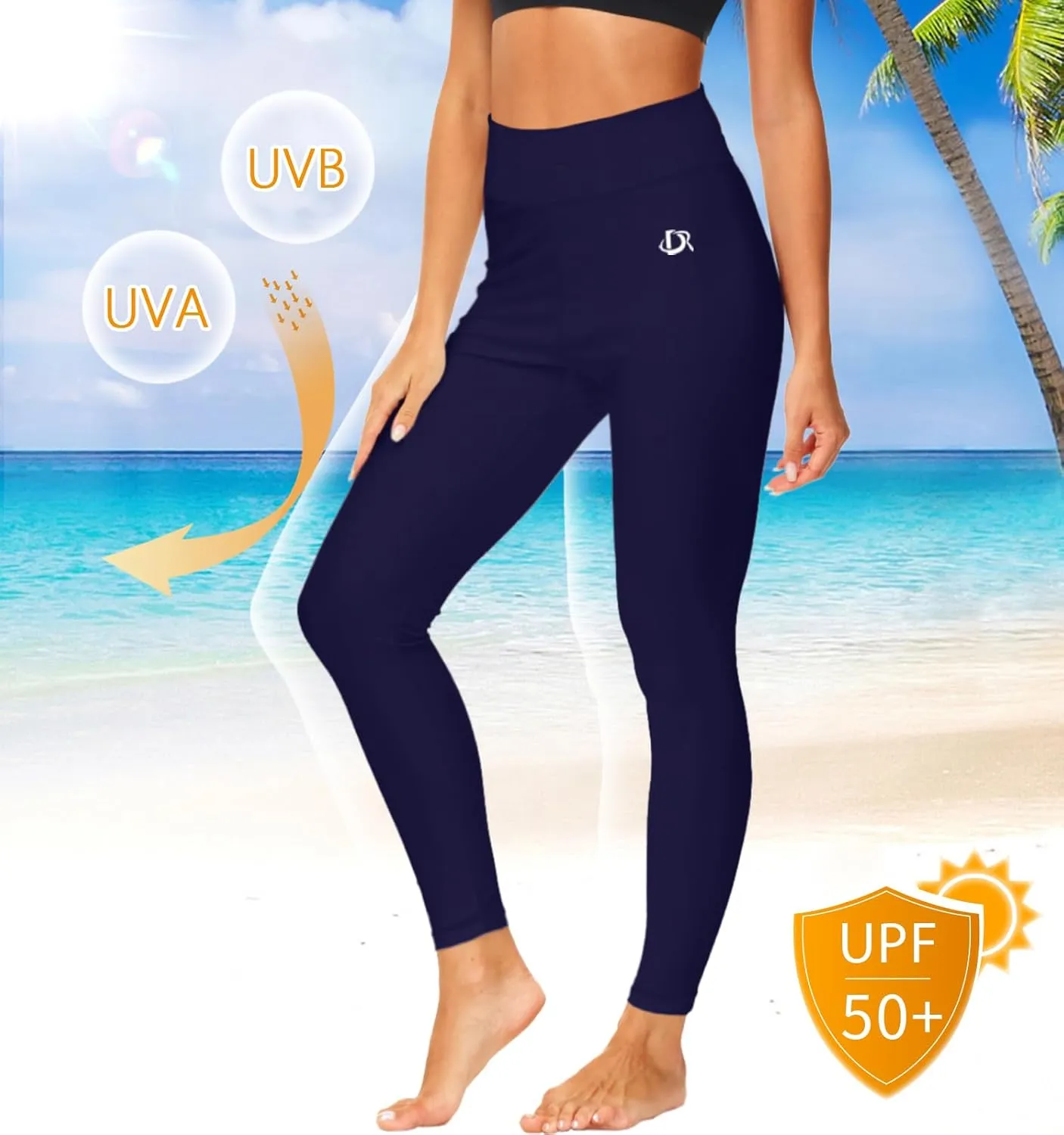 Deerose Print Swim Pants for Women Sun Protection High Waisted Swimming Leggings Rash Guard Pants