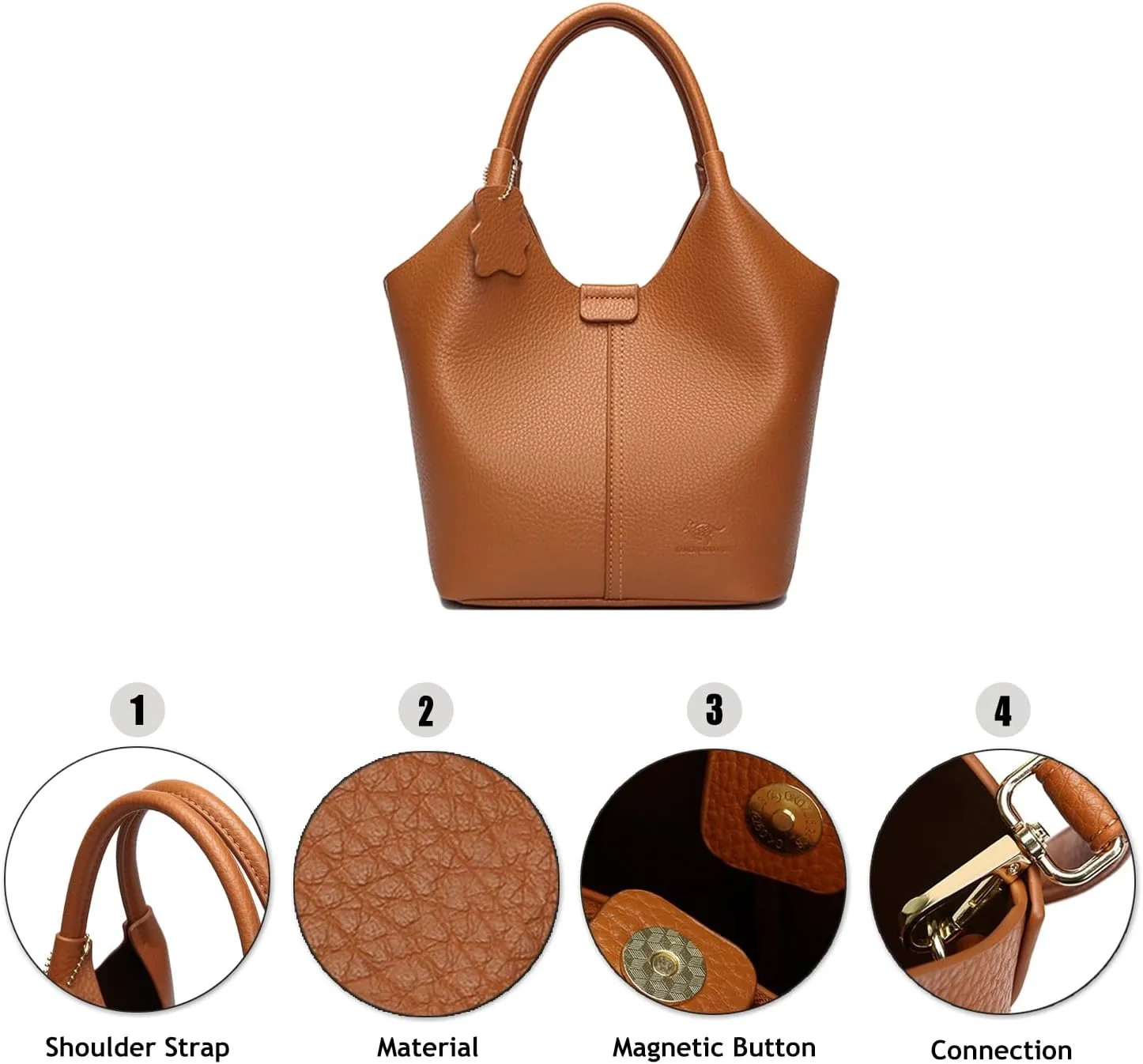 Designer Real Genuine Leather Bucket Handbag For Women Crossbody Bags With Shoulder Strap For Women