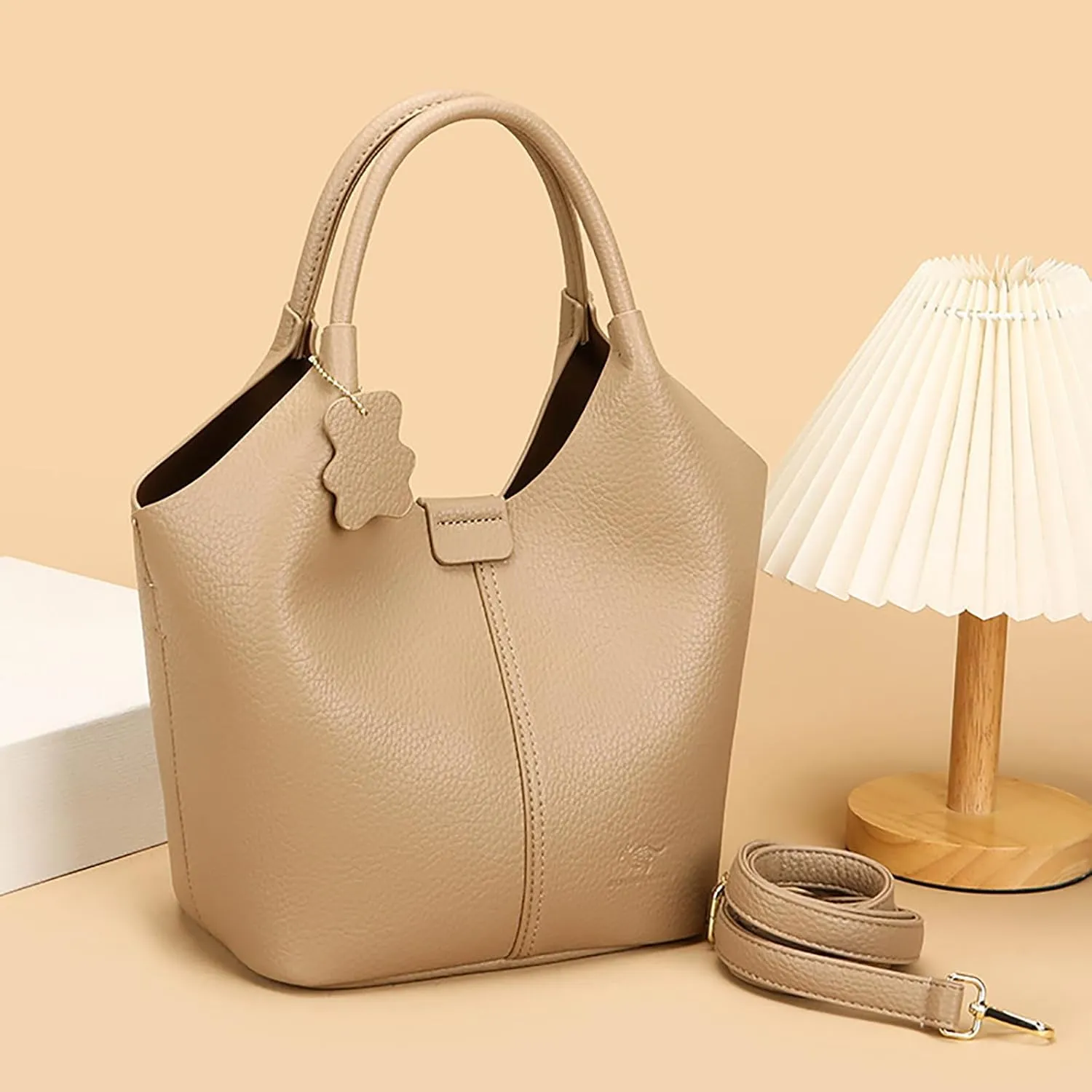 Designer Real Genuine Leather Bucket Handbag For Women Crossbody Bags With Shoulder Strap For Women