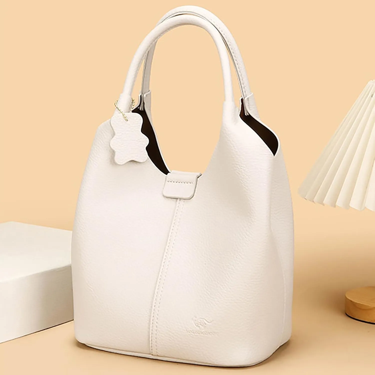 Designer Real Genuine Leather Bucket Handbag For Women Crossbody Bags With Shoulder Strap For Women