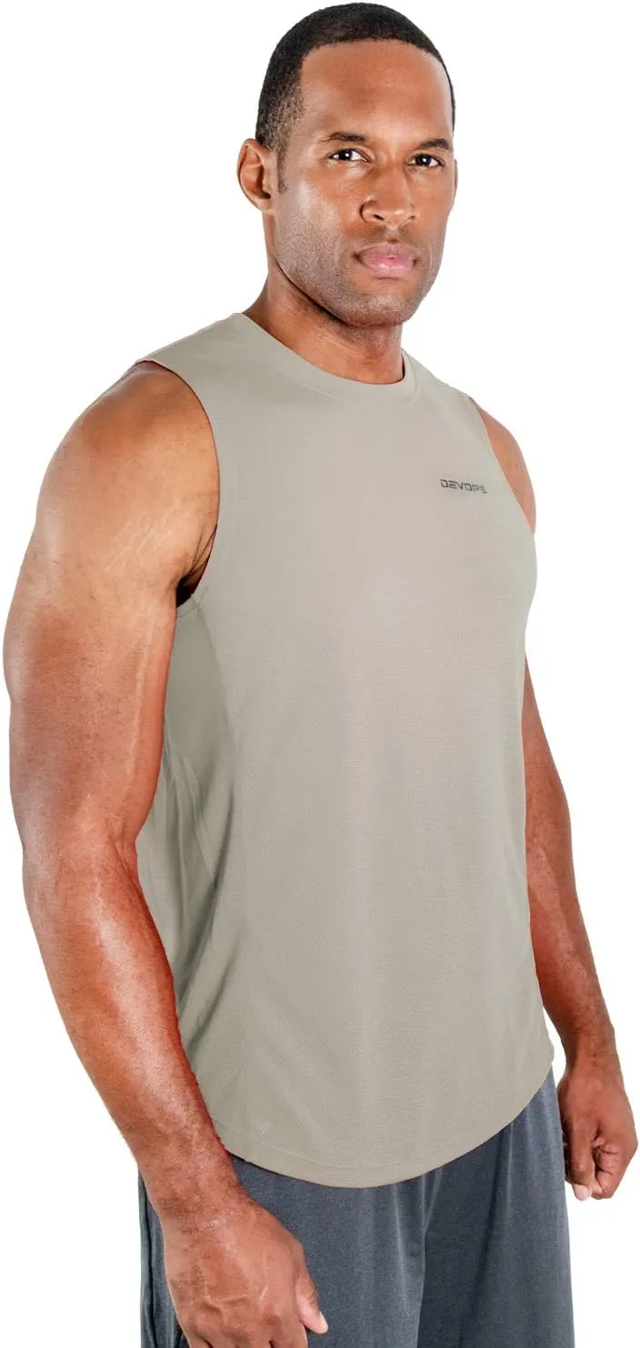 DEVOPS 3 Pack Men's Muscle Shirts Sleeveless Dry Fit Gym Workout Tank Top