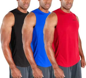 DEVOPS 3 Pack Men's Muscle Shirts Sleeveless Dry Fit Gym Workout Tank Top