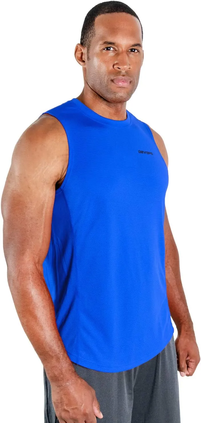 DEVOPS 3 Pack Men's Muscle Shirts Sleeveless Dry Fit Gym Workout Tank Top