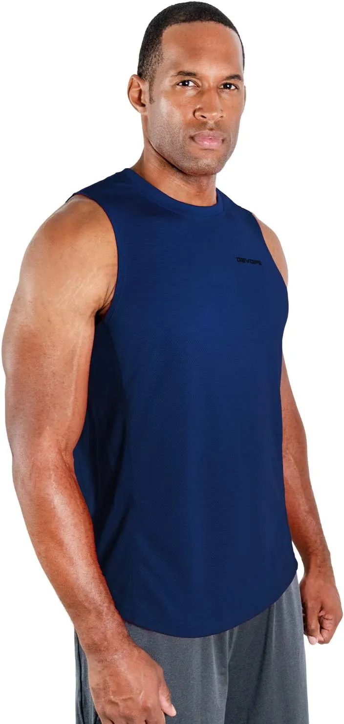 DEVOPS 3 Pack Men's Muscle Shirts Sleeveless Dry Fit Gym Workout Tank Top