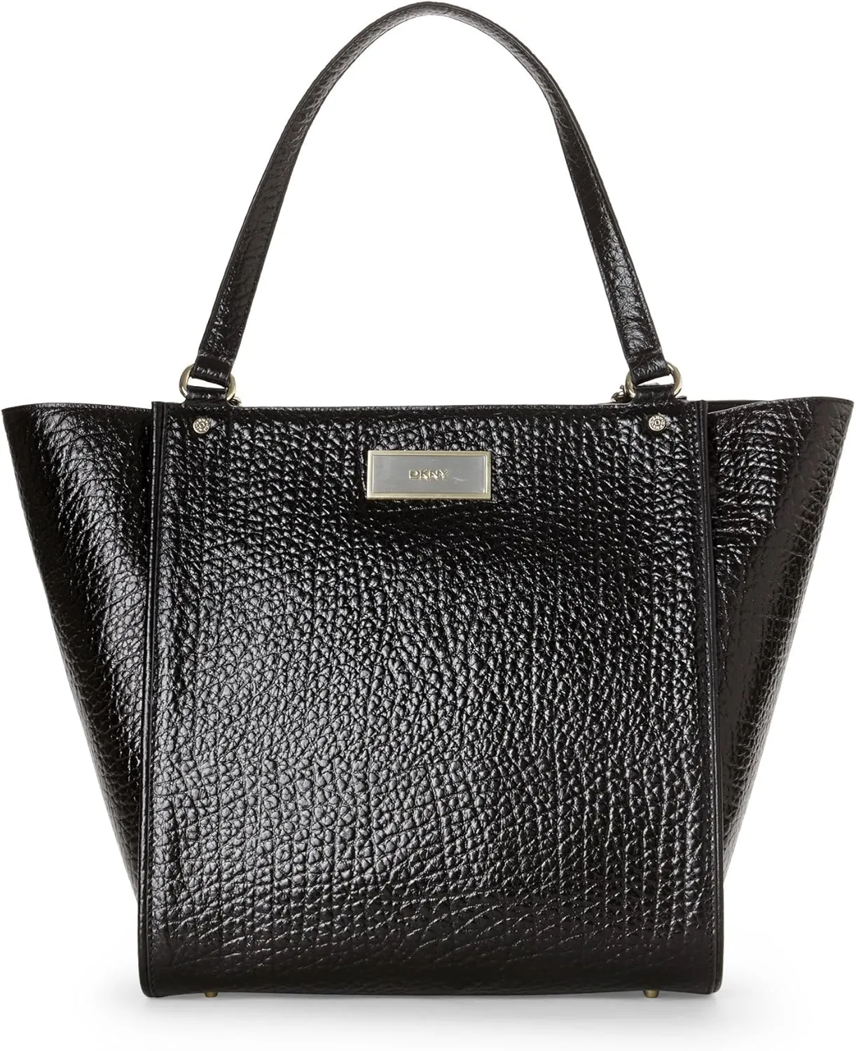 DKNY French Grain Leather Medium Shopper, Black