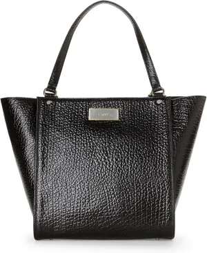DKNY French Grain Leather Medium Shopper, Black