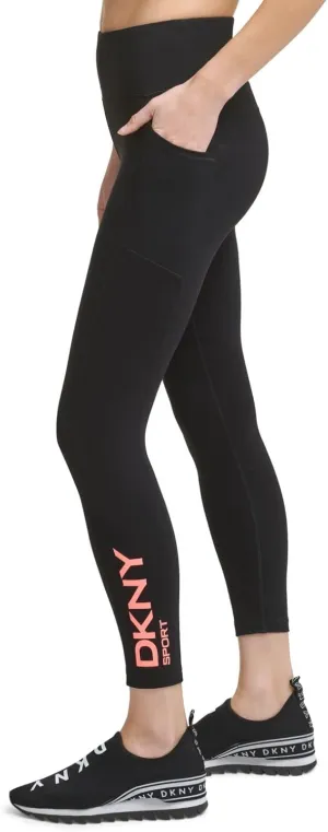 DKNY Sport City Graffiti Logo Leggings-X-Small Black
