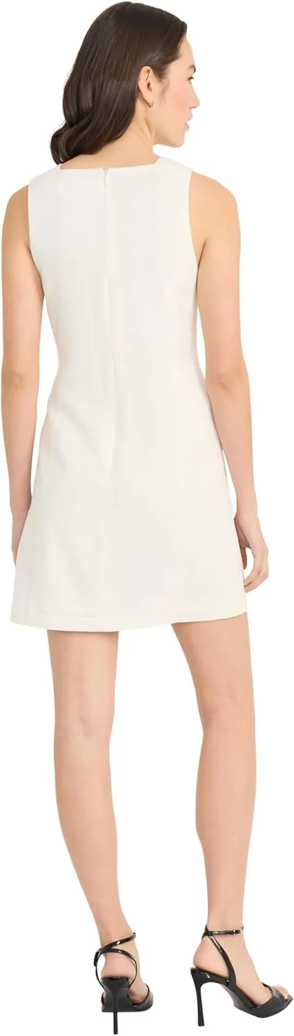Donna Morgan Women's Sleeveless Linen Rayon Mini Slim Sheath Design-Wedding Guest and Cocktail Dress