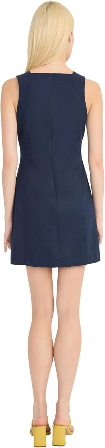 Donna Morgan Women's Sleeveless Linen Rayon Mini Slim Sheath Design-Wedding Guest and Cocktail Dress