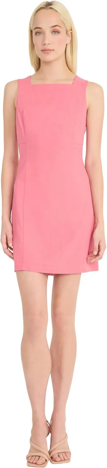 Donna Morgan Women's Sleeveless Linen Rayon Mini Slim Sheath Design-Wedding Guest and Cocktail Dress