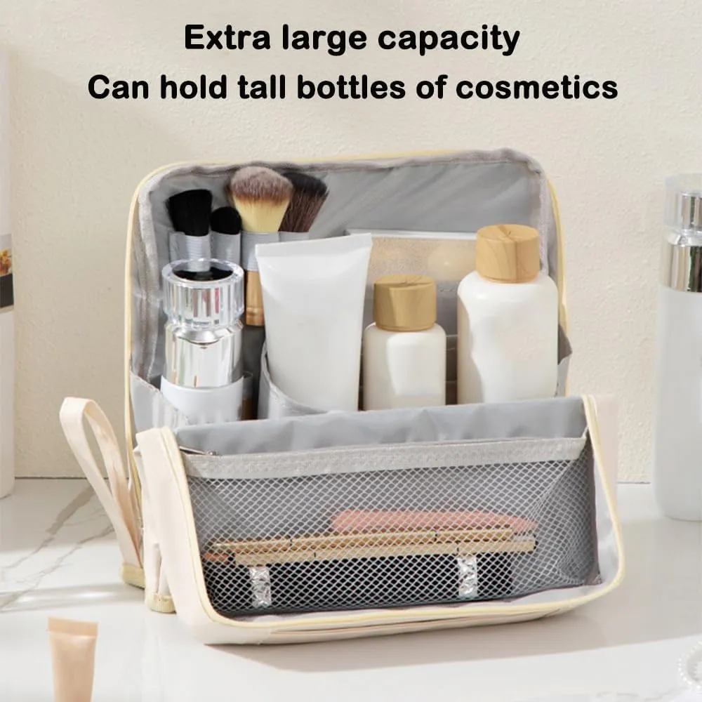 Doresty Makeup Bag, Large Capacity Waterproof Makeup Organizer with Compartments, Portable Multifunctional Toiletry Bag for Women (Purple)