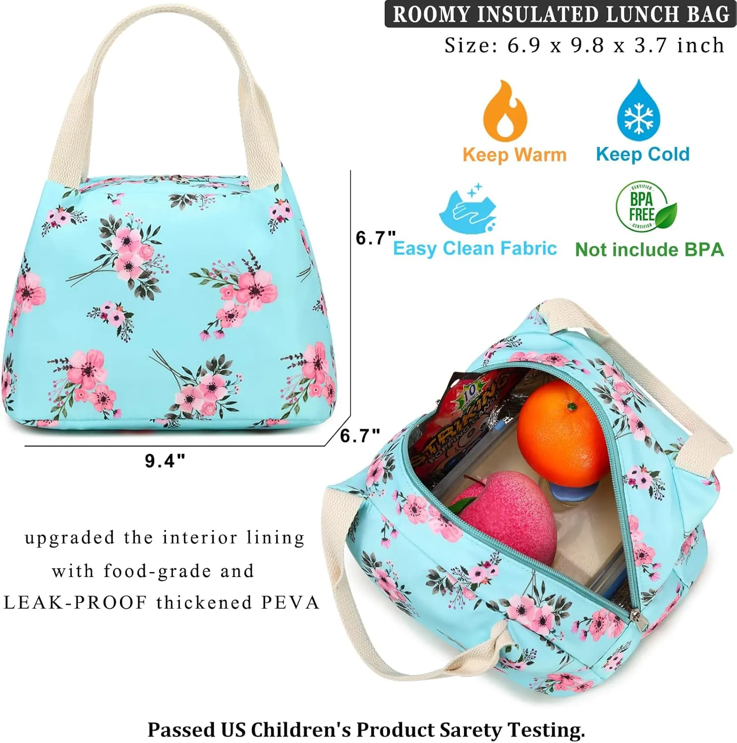 DSIUE Backpack for School Girls Elementary Kids School Bag Back Pack with Lunch Box, Bouquet Green