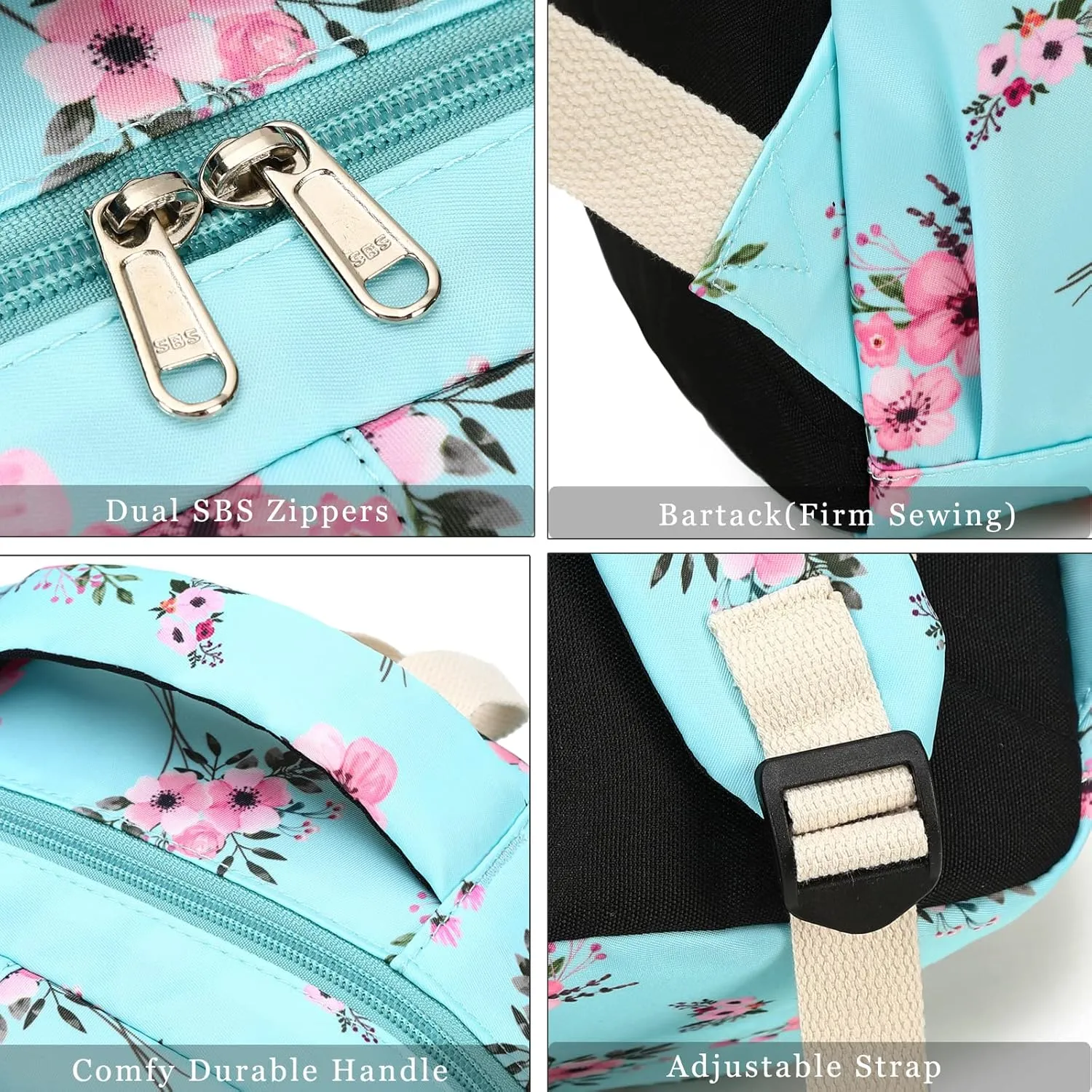 DSIUE Backpack for School Girls Elementary Kids School Bag Back Pack with Lunch Box, Bouquet Green