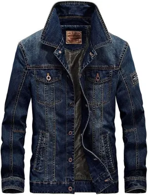 ebossy Men's Casual Distressed Denim Jacket Button Up Long Sleeve Trucker Moto Jean Coat