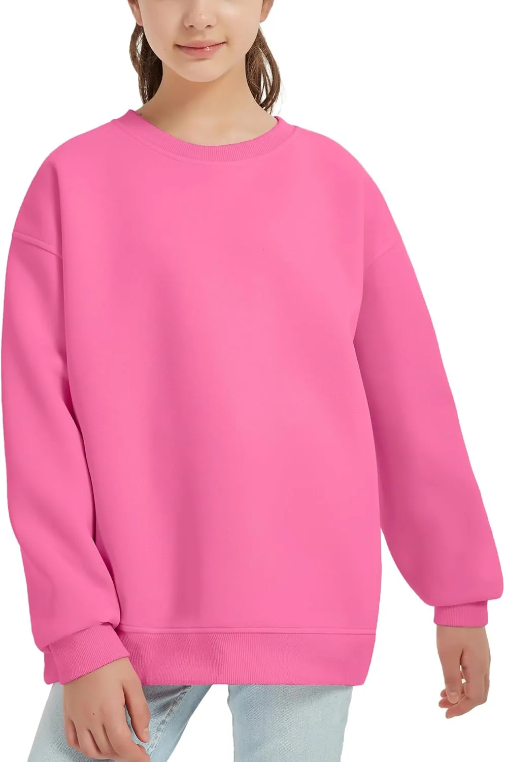 EXARUS Girls Oversized Sweatshirts Hoodie Full/Half Zip Crewneck Pullover Long Sleeve Pocket Casual School for Kids