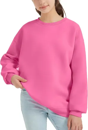 EXARUS Girls Oversized Sweatshirts Hoodie Full/Half Zip Crewneck Pullover Long Sleeve Pocket Casual School for Kids