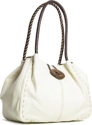 Faux Leather Shoulder Purse for Women  Top Handle Handbag with Wood Button Detail & Zip Closure  Olivia