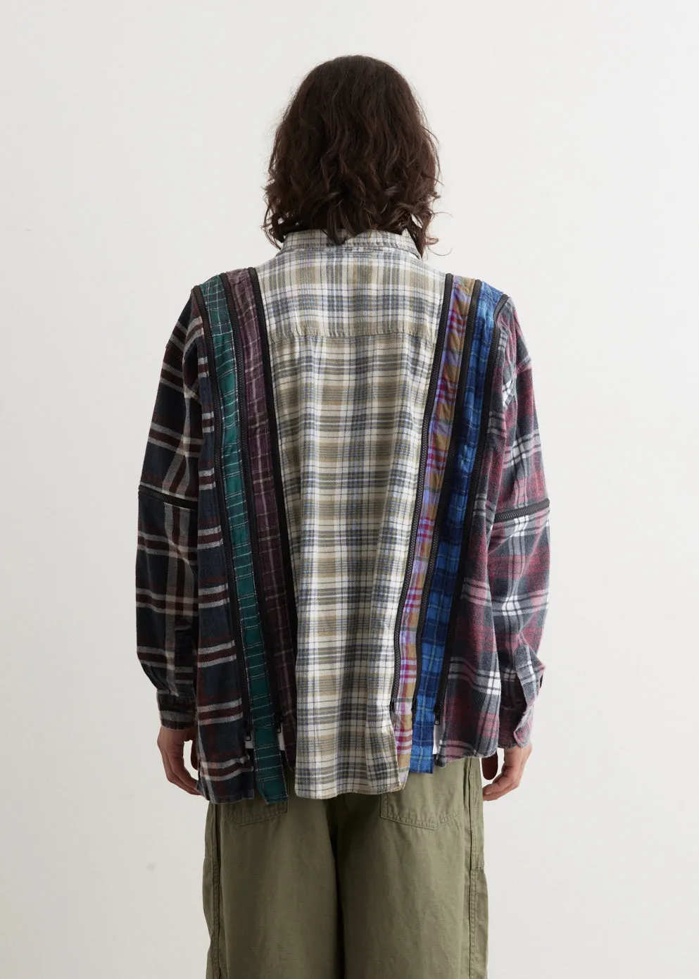 Flannel Shirt 7 Cuts Zipped Wide Shirt