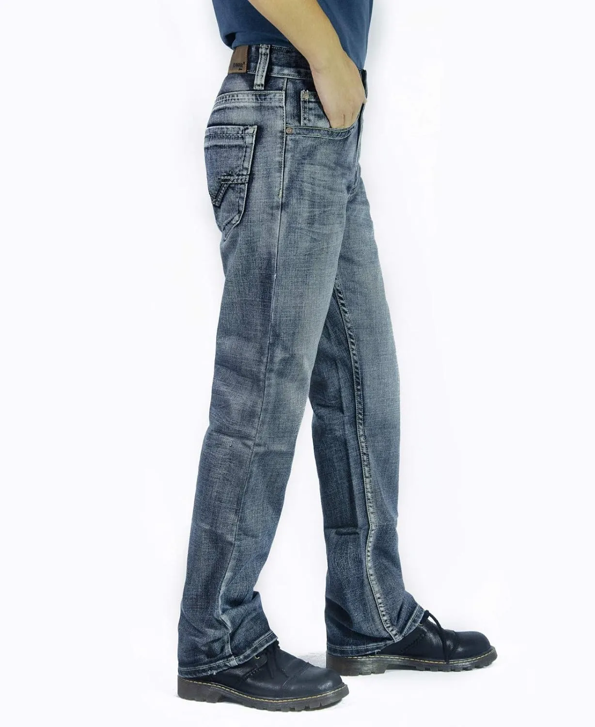 Flypaper Mens Fashion Bootcut Blue Jeans Regular Fit Mens Work Pants