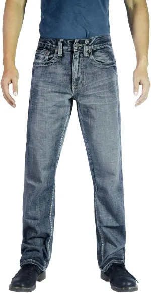 Flypaper Mens Fashion Bootcut Blue Jeans Regular Fit Mens Work Pants