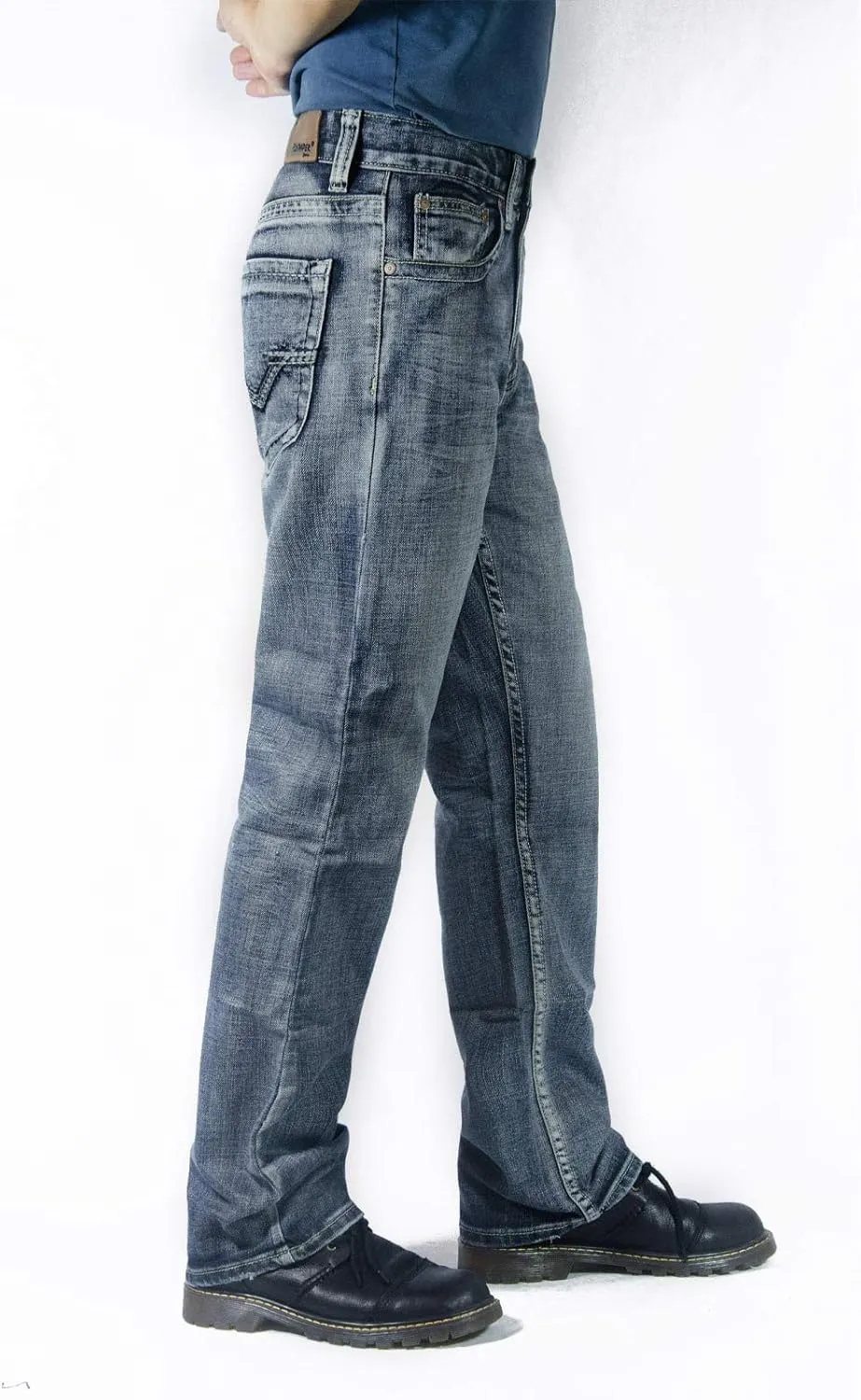 Flypaper Mens Fashion Bootcut Blue Jeans Regular Fit Mens Work Pants