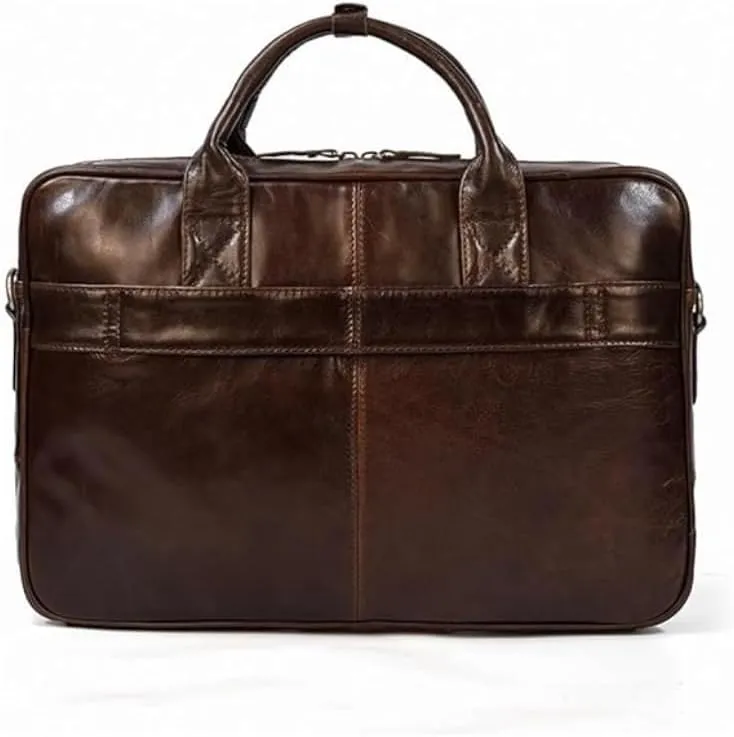 French Genuine Leather Men's Bag 17.3 Inch Computer Handbag Business Bag ffor Commuting Travel Business