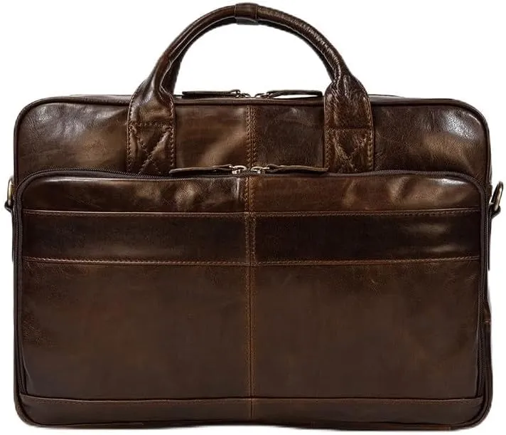French Genuine Leather Men's Bag 17.3 Inch Computer Handbag Business Bag ffor Commuting Travel Business