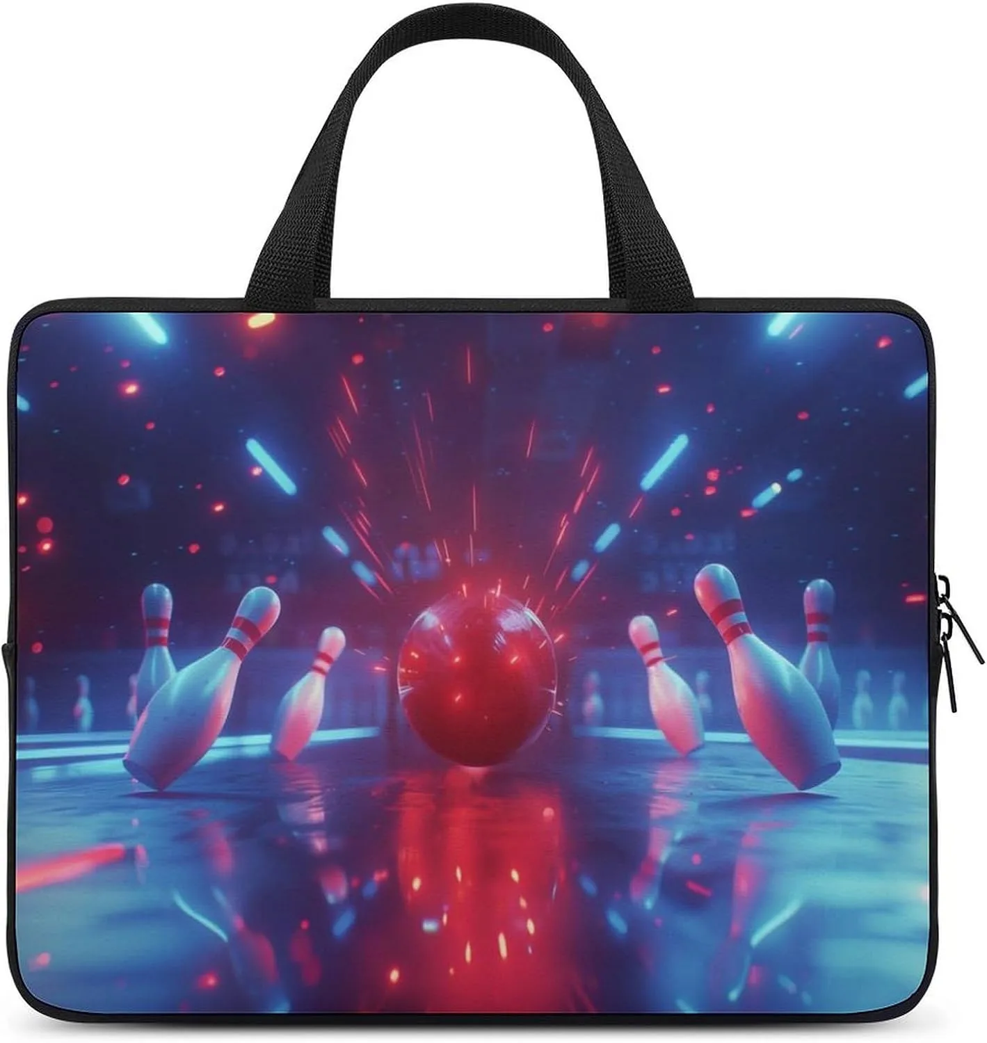 Fun Sports Bowling Print Laptop Bag Laptop Case Computer Messenger Bag with Adjustable Shoulder Strap