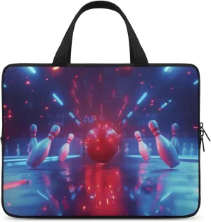 Fun Sports Bowling Print Laptop Bag Laptop Case Computer Messenger Bag with Adjustable Shoulder Strap