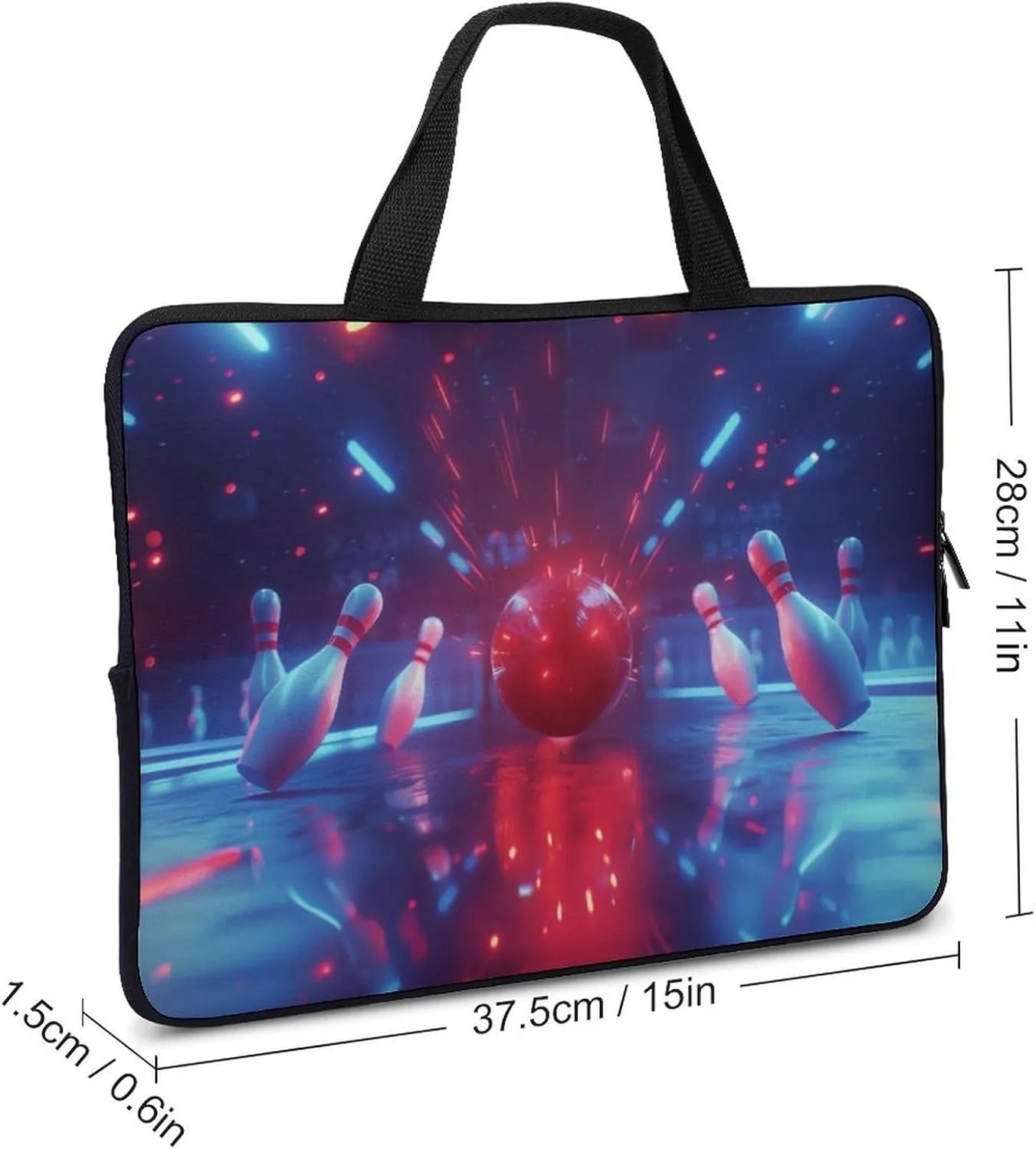 Fun Sports Bowling Print Laptop Bag Laptop Case Computer Messenger Bag with Adjustable Shoulder Strap