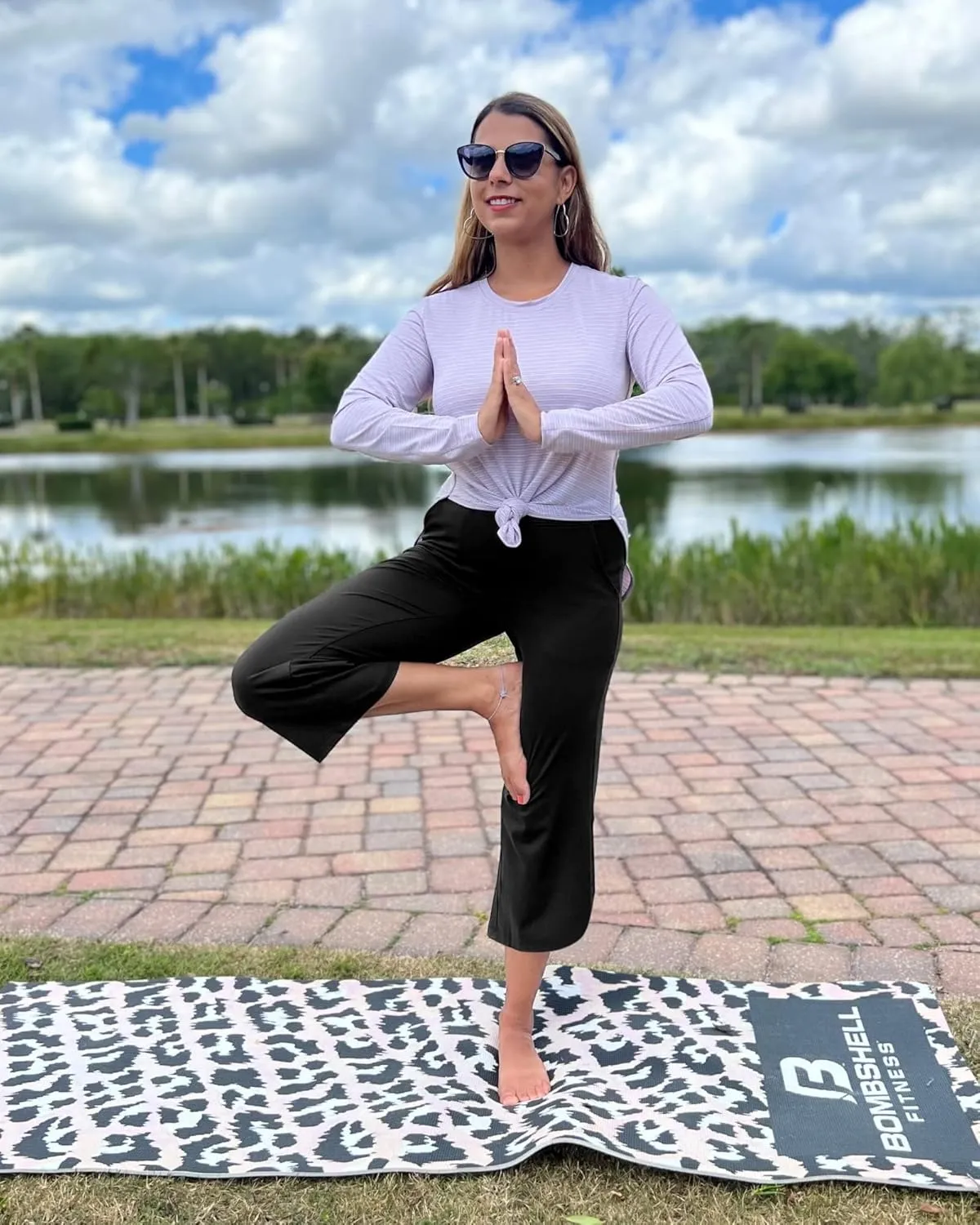G4Free Capri Pants for Women Wide Leg Yoga Pants for Summer Flowy Capris Loose Casual Cropped Pants with Pockets