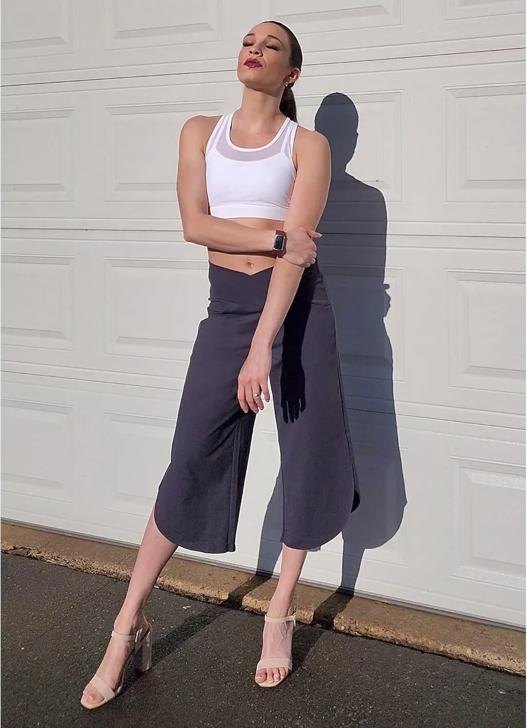 G4Free Capri Pants for Women Wide Leg Yoga Pants for Summer Flowy Capris Loose Casual Cropped Pants with Pockets