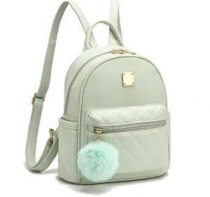 Girls Fashion Mini Backpack Purse Small Cute Plaid Leather Women Backpacks Little Bag, Green