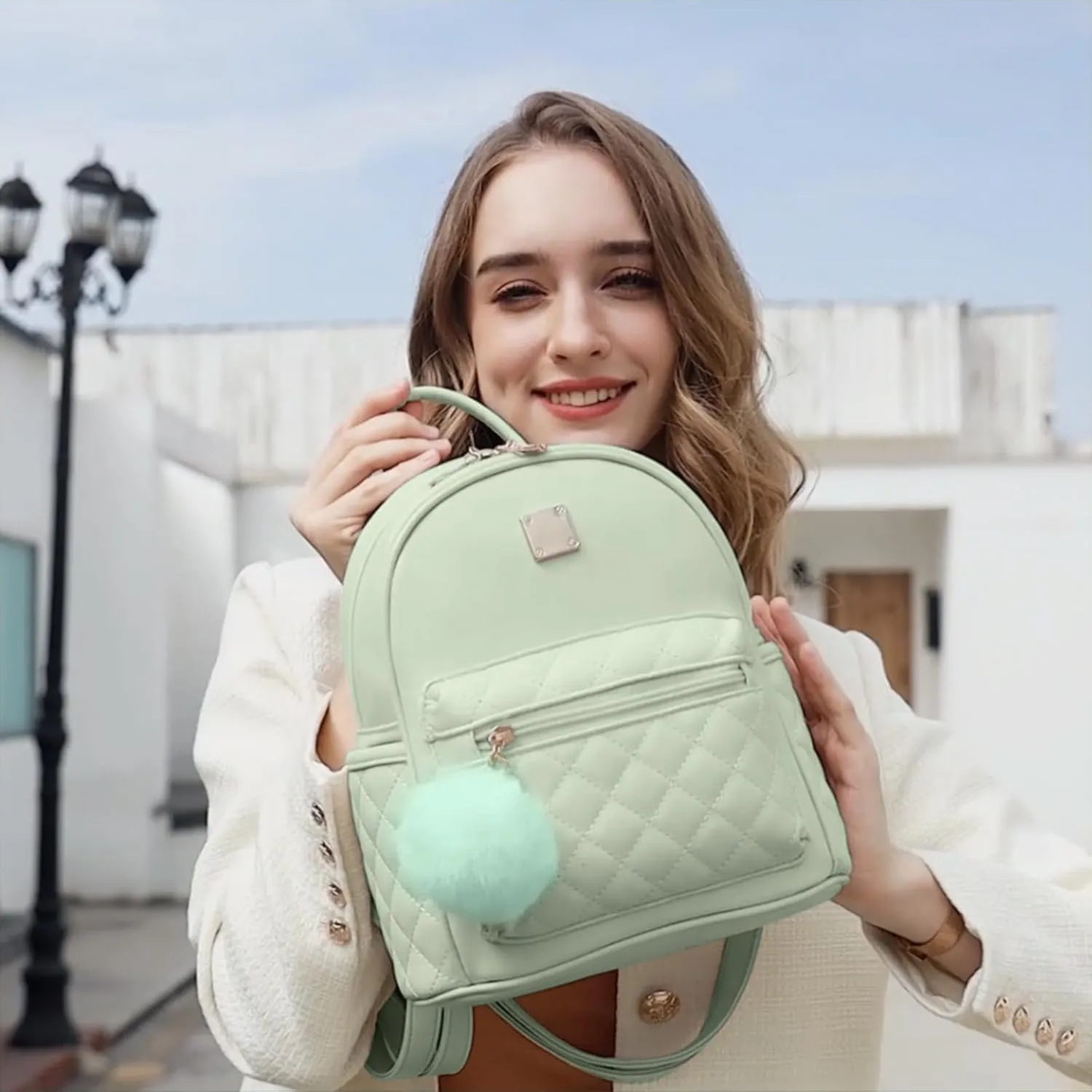 Girls Fashion Mini Backpack Purse Small Cute Plaid Leather Women Backpacks Little Bag, Green