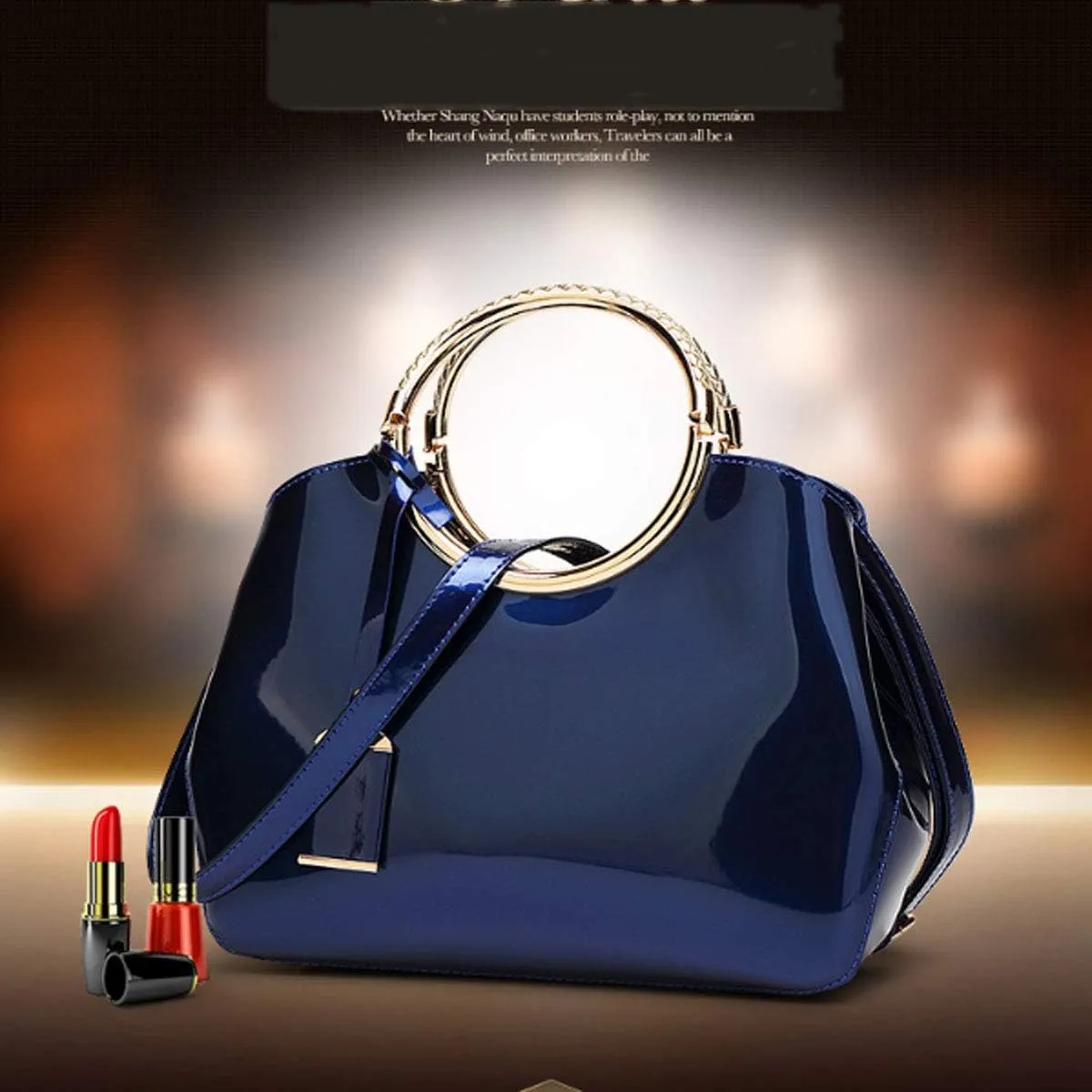Glossy Women Handbag Patent Leather Shoulder Bag Shiny Satchel Evening Top Handle Purse Party Tote Crossbody Bag
