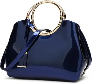 Glossy Women Handbag Patent Leather Shoulder Bag Shiny Satchel Evening Top Handle Purse Party Tote Crossbody Bag