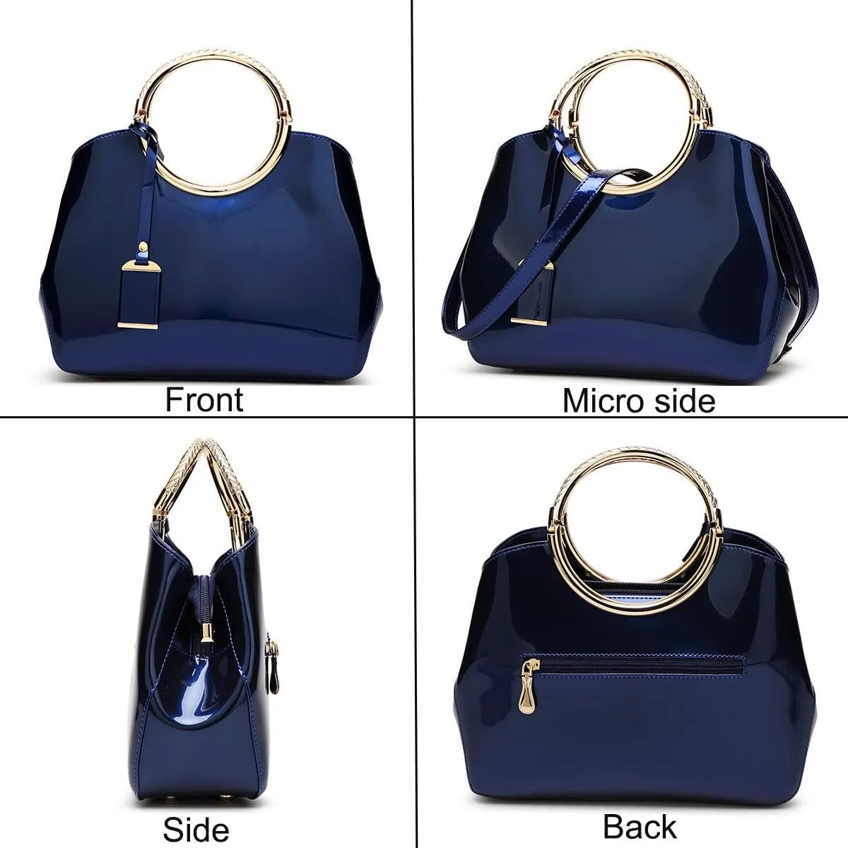 Glossy Women Handbag Patent Leather Shoulder Bag Shiny Satchel Evening Top Handle Purse Party Tote Crossbody Bag