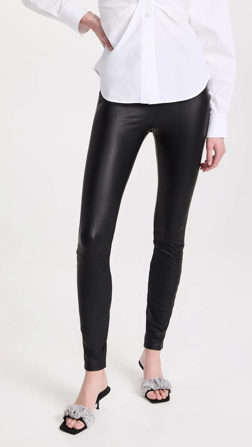 Good American Women's Good Waist Leather Pull On Leggings