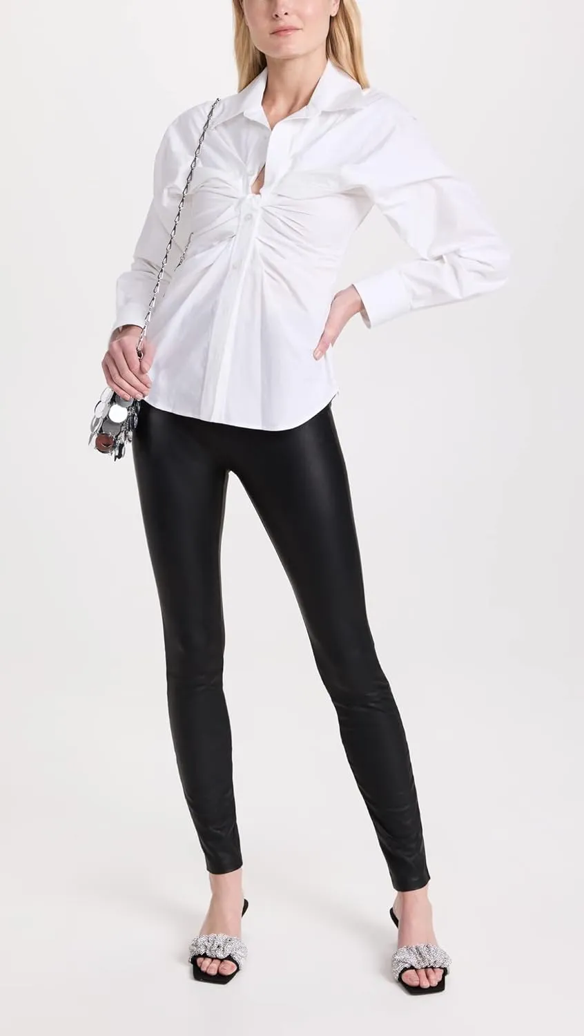 Good American Women's Good Waist Leather Pull On Leggings