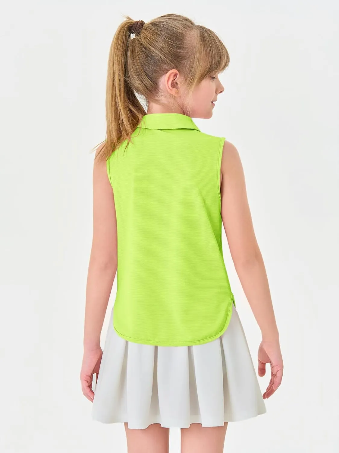 Haloumoning Girls Athletic Sleeveless Golf Polo Shirts Kids Quarter Zip Quick Dry Workout Tank Tops 5-14 Years