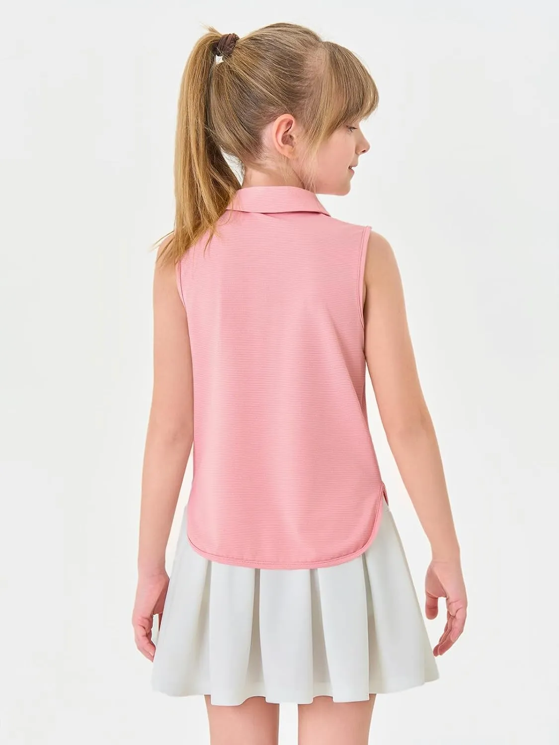 Haloumoning Girls Athletic Sleeveless Golf Polo Shirts Kids Quarter Zip Quick Dry Workout Tank Tops 5-14 Years
