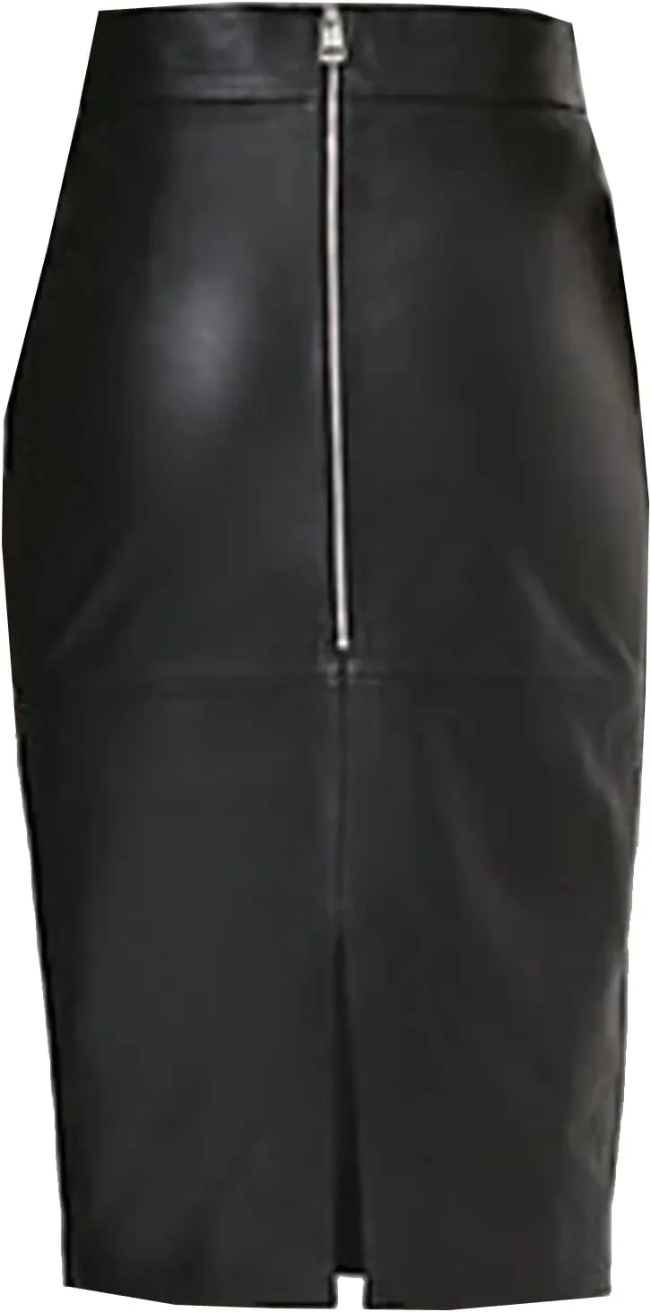 Handmade Selrita Genuine Lamksin Leather Pencil Skirt