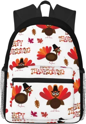 Happy Thanksgiving Turkey Pattern Casual Backpack  Lightweight Travel Daypack, Multi-Pocket Laptop Hiking Bag, Durable Polyester Pack For Outdoor Camping Cycling