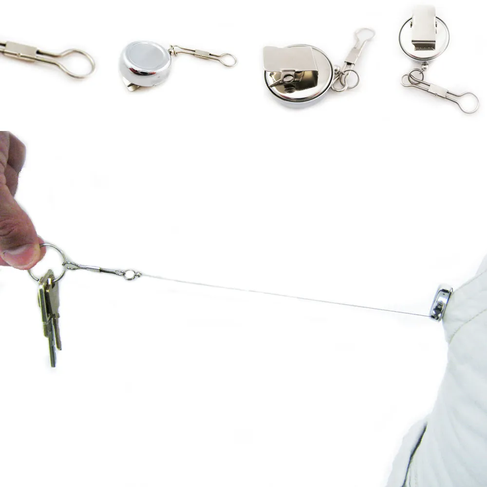Heavy Duty Metal Retractable Badge Reel W Chain Pull Belt Clip ID Holder Recoil