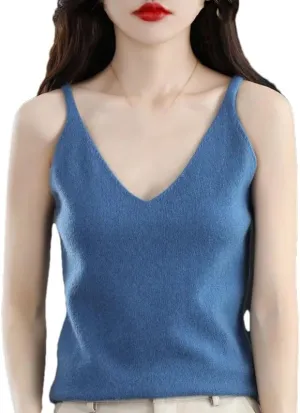 Hgvcfcv Women V-Neck Camisole undershirt Solid Casual Knitted Sweater Vest Sexy Tank Top