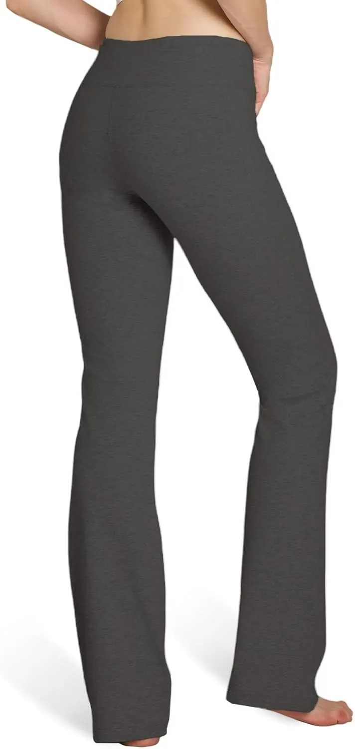 Houmous S-XXXL 29''31''33''35'' Inseam Women's Cotton Bootcut Pants Inner Pocket