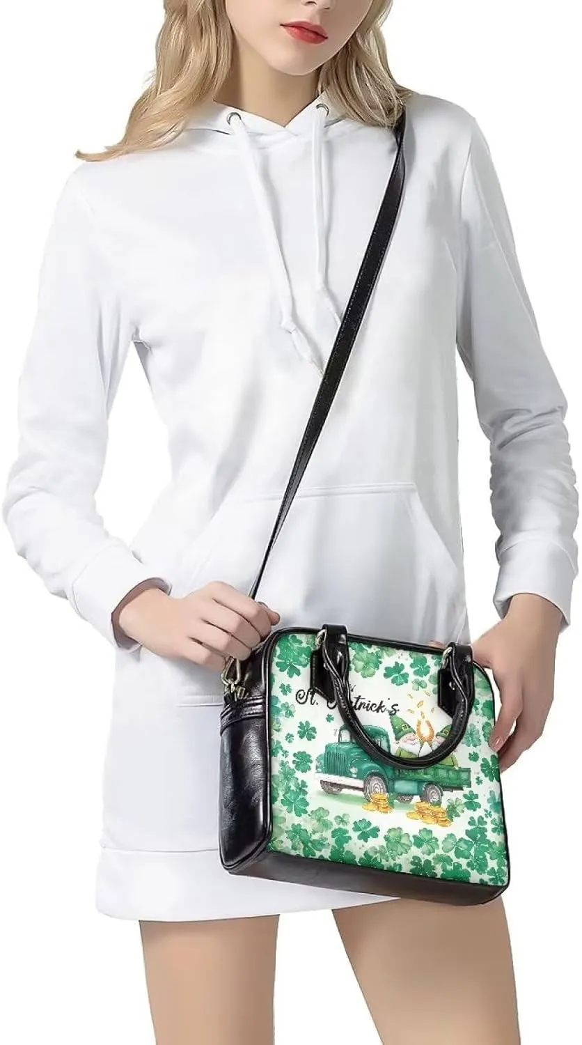 HUGS IDEA Leather Purse for St. Patrick's Day Crossbody Hobo Bag Fashion Top Handle Purse Lightweight